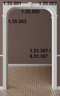 Полудуга для обрамления дверного проема и арки Европласт полиуретан 1.55.002 - 320*26*650 мм